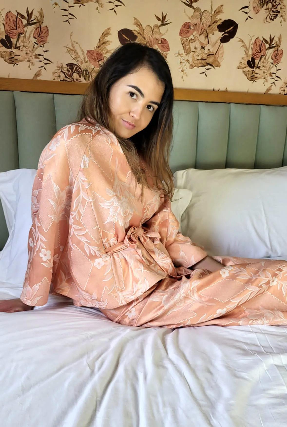 Damask Cape Set in Peach by Attique