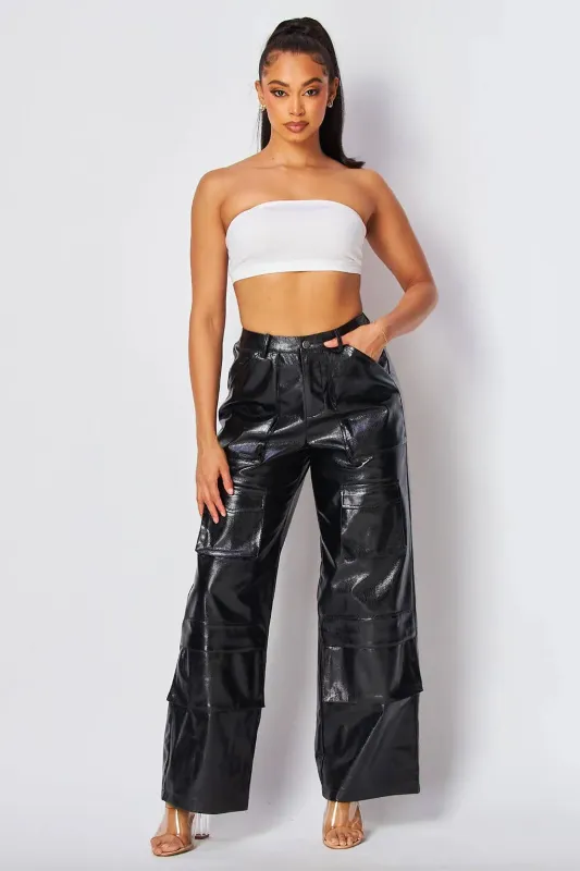 Dawn Metallic Cargo Pocket High Waist Pants