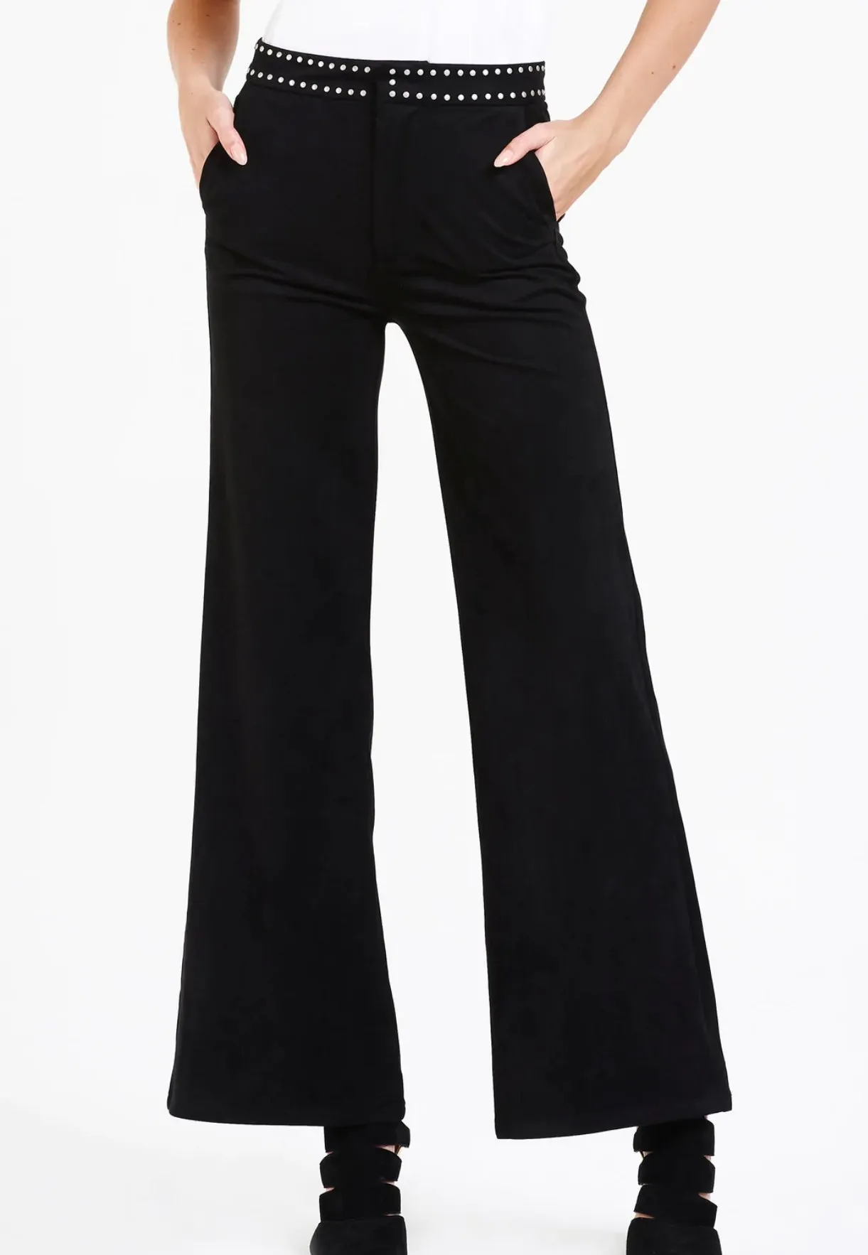 Dear John Fiona Super High Rise Wide Leg in Black Suede