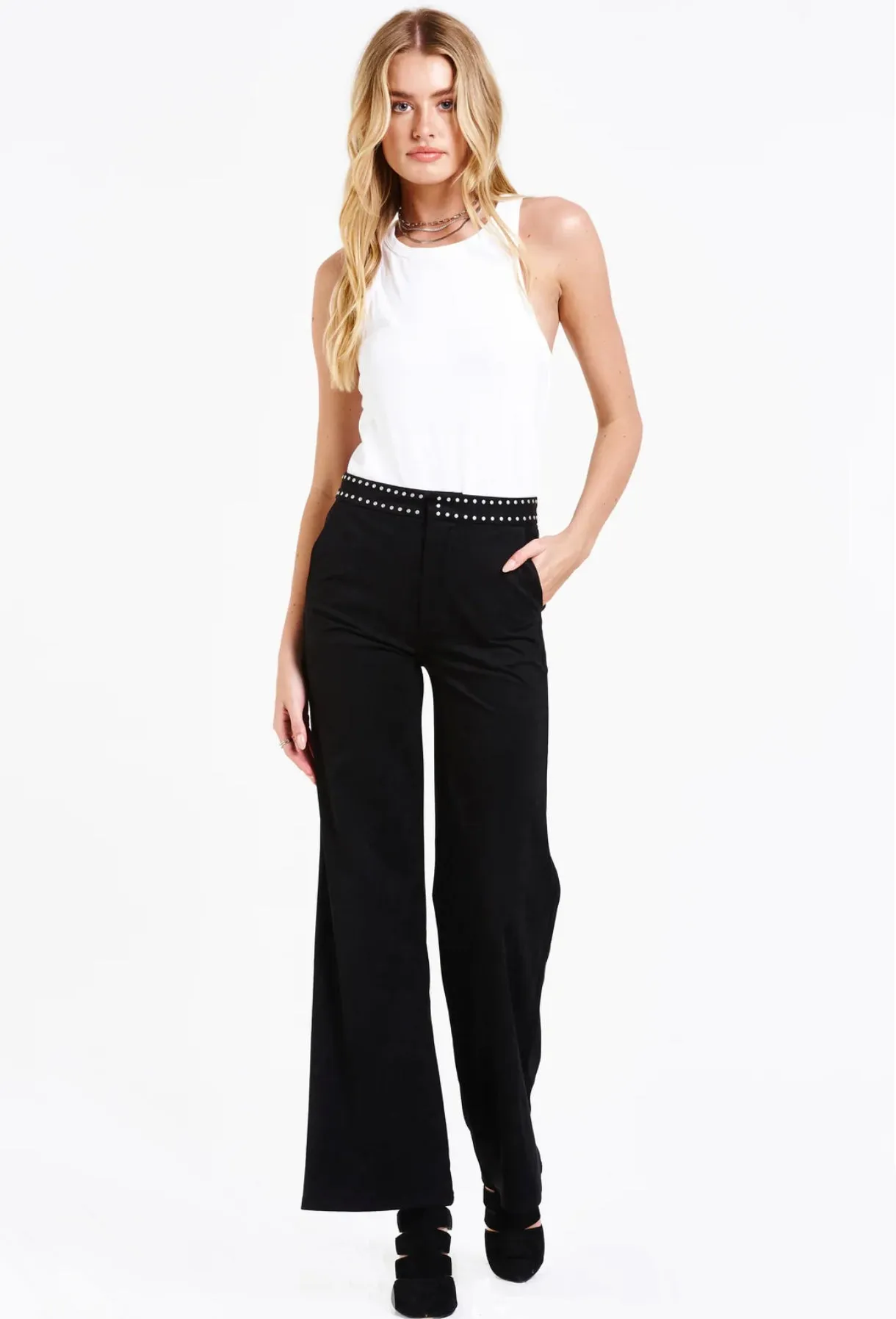 Dear John Fiona Super High Rise Wide Leg in Black Suede