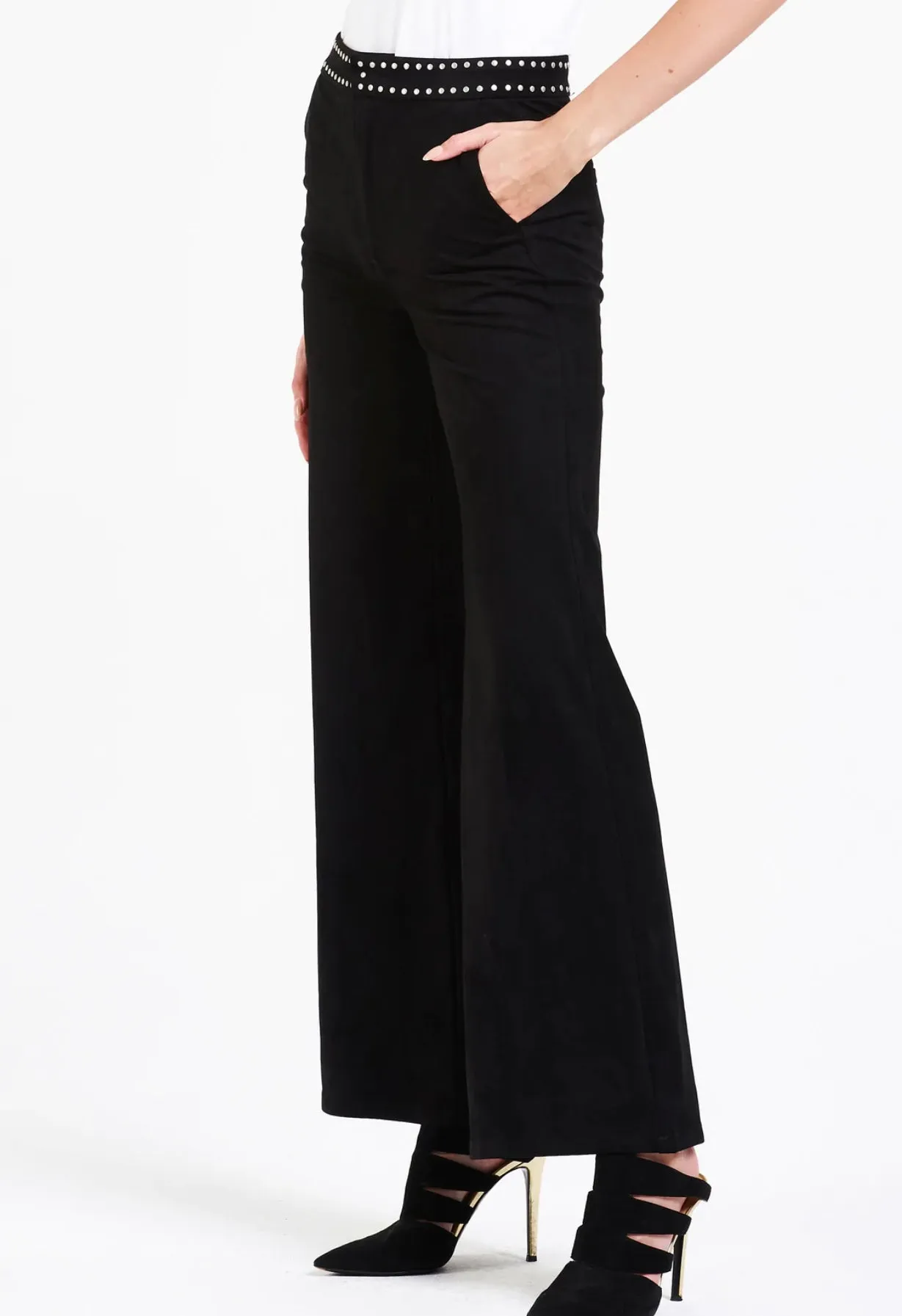 Dear John Fiona Super High Rise Wide Leg in Black Suede