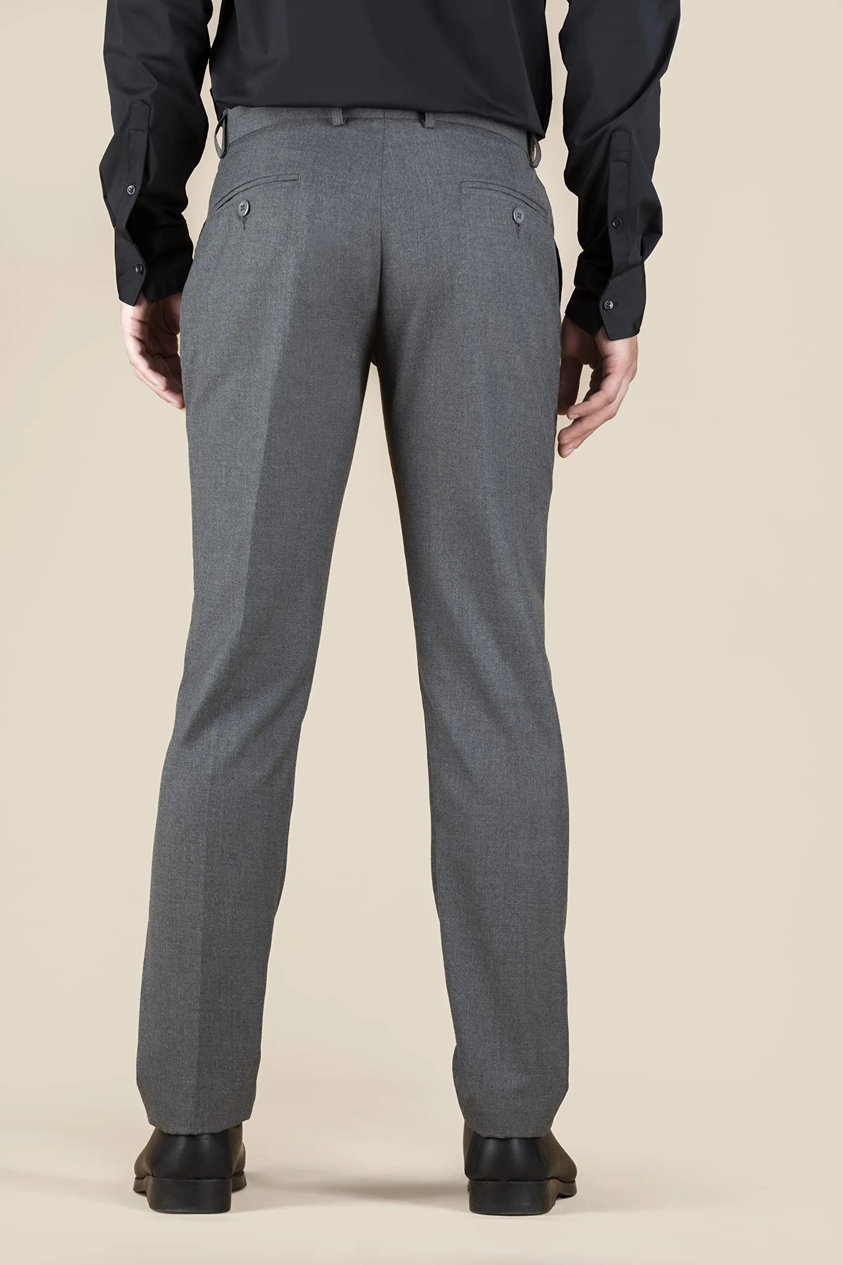 Dennis Lingo Grey Men's Solid Slim Fit Formal Trousers (34)