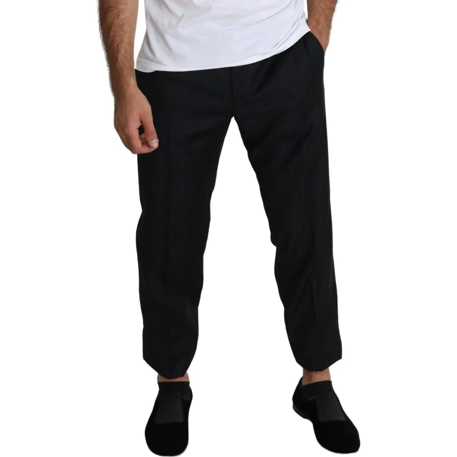 Dolce & Gabbana Elegant Black Virgin Wool Cropped Pants