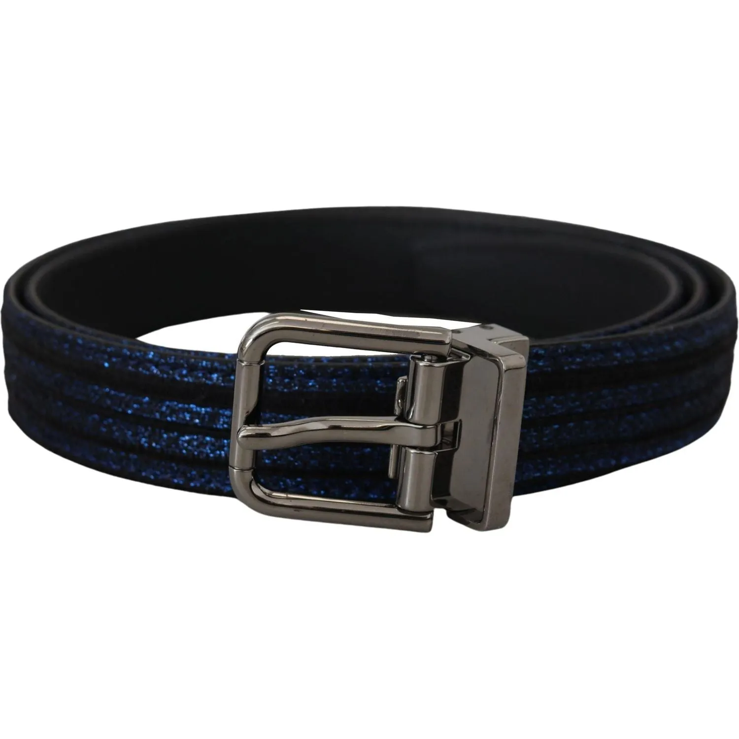 Dolce & Gabbana Elegant Blue Jacquard Leather Belt