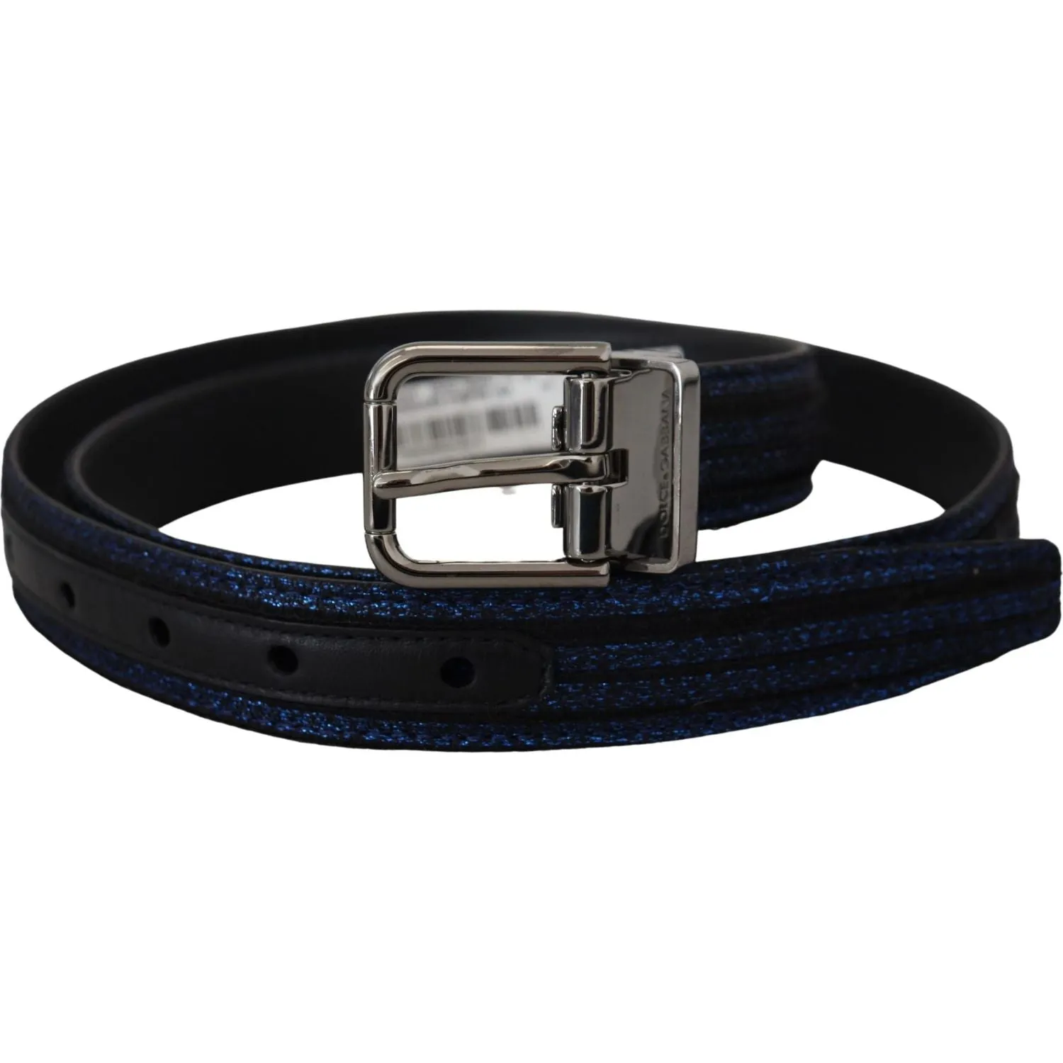 Dolce & Gabbana Elegant Blue Jacquard Leather Belt