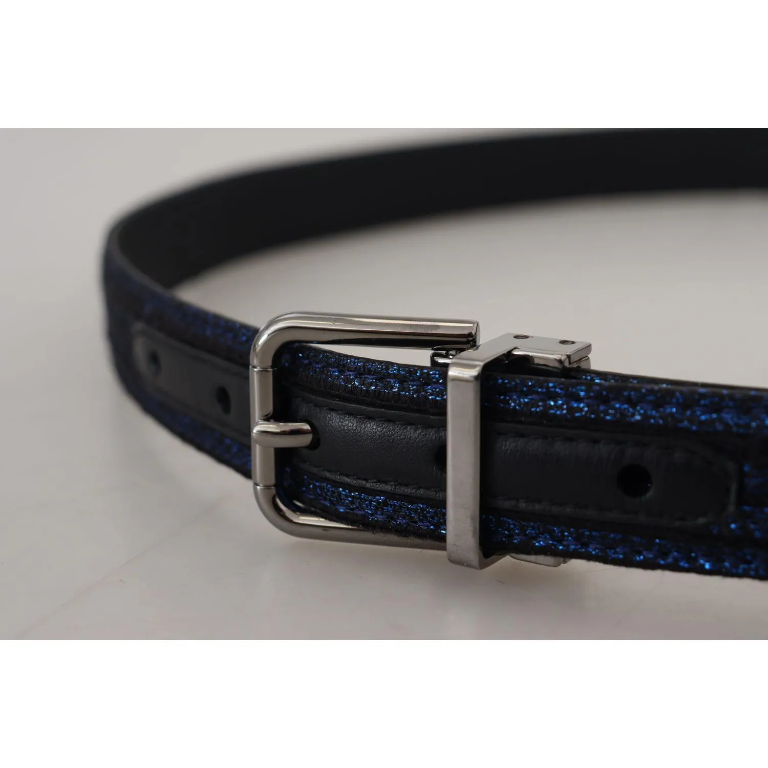 Dolce & Gabbana Elegant Blue Jacquard Leather Belt