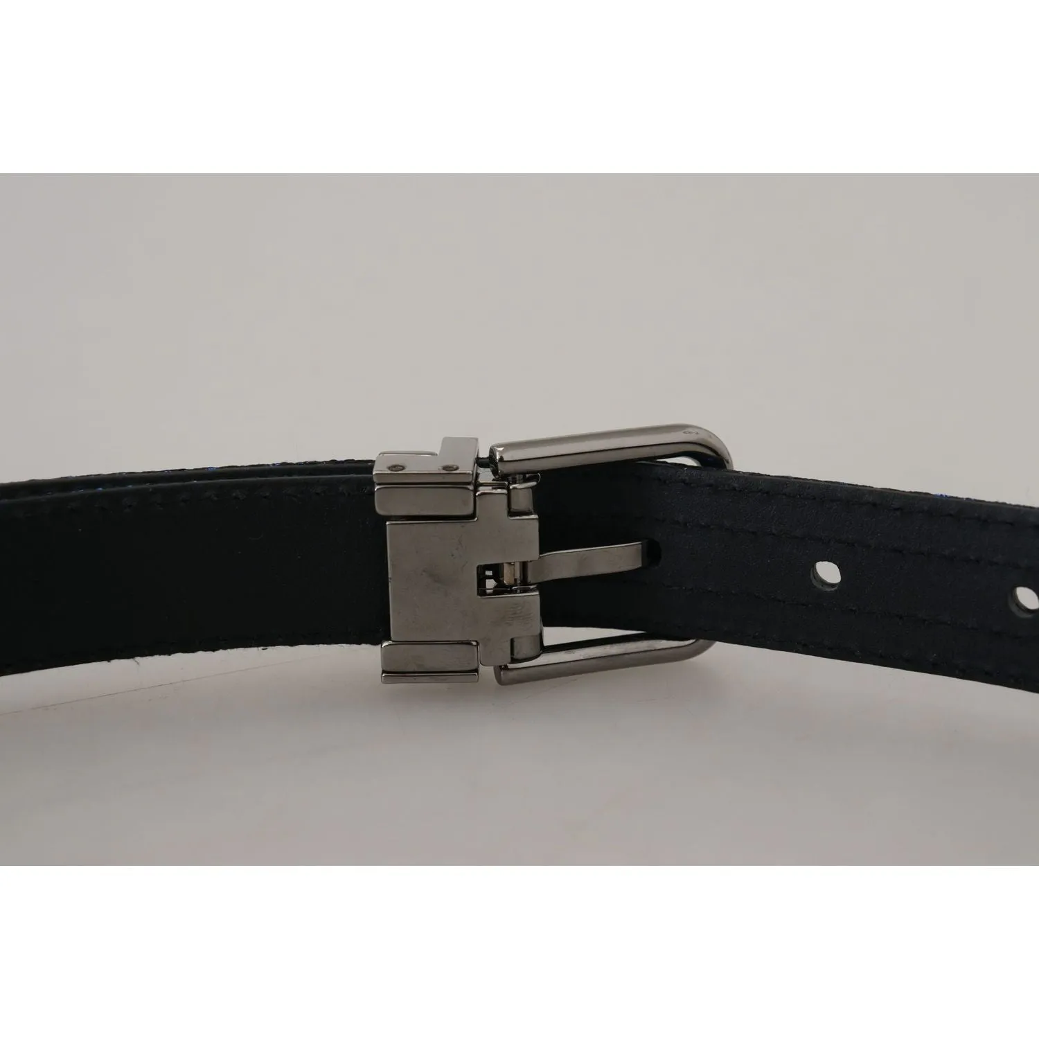 Dolce & Gabbana Elegant Blue Jacquard Leather Belt