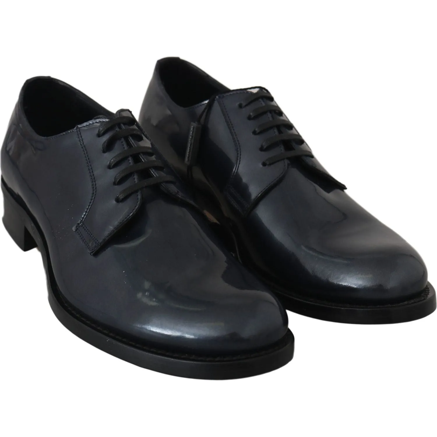 Dolce & Gabbana Elegant Blue Leather Derby Dress Shoes