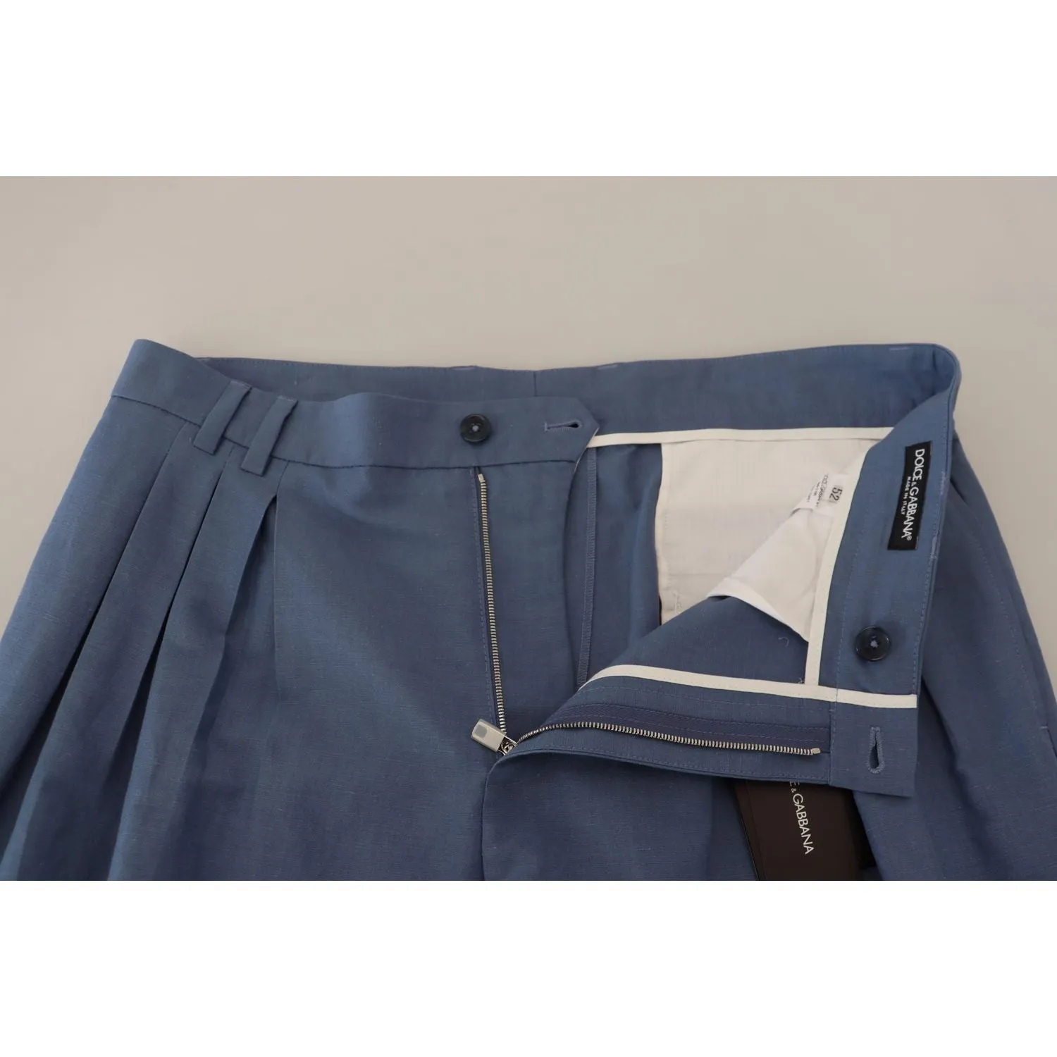 Dolce & Gabbana Elegant Blue Linen-Cotton Pants