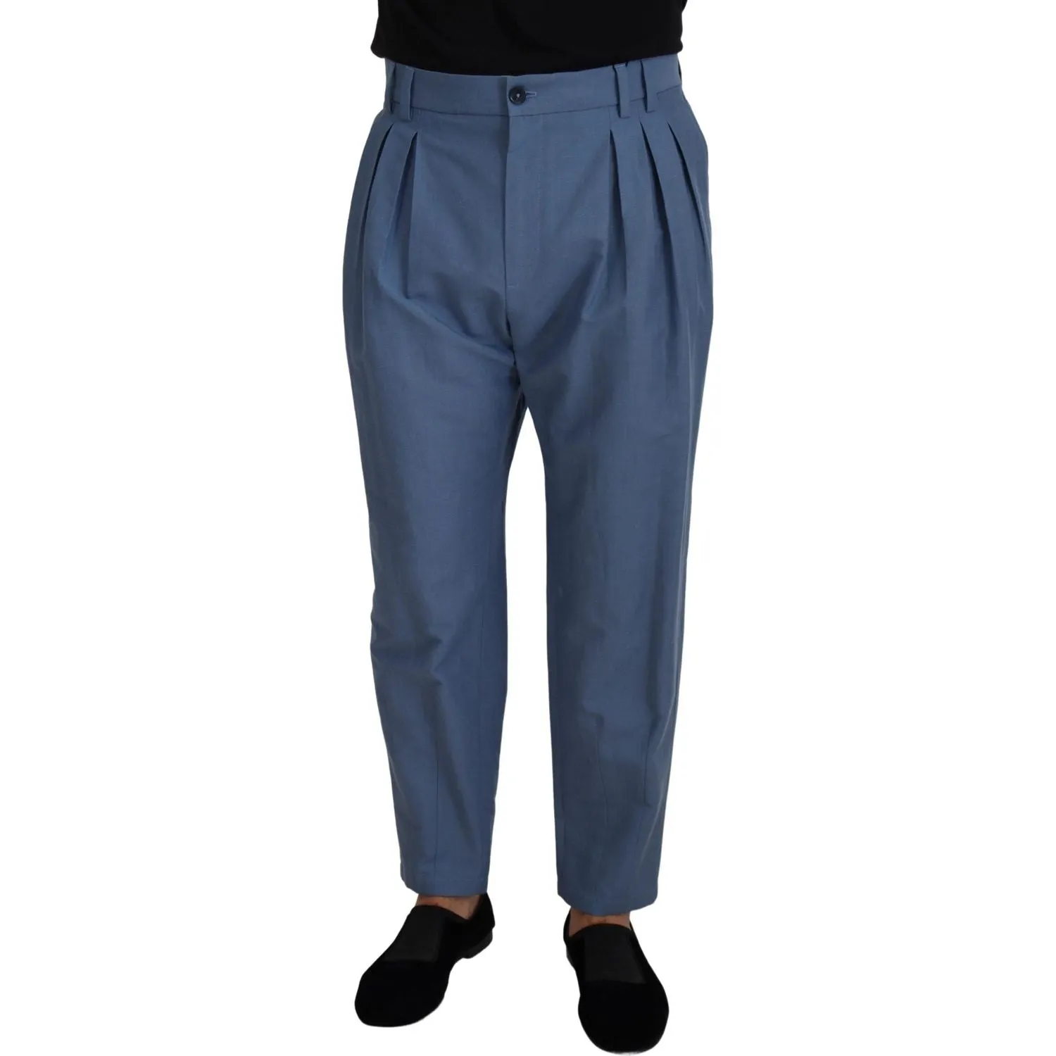 Dolce & Gabbana Elegant Blue Linen-Cotton Pants