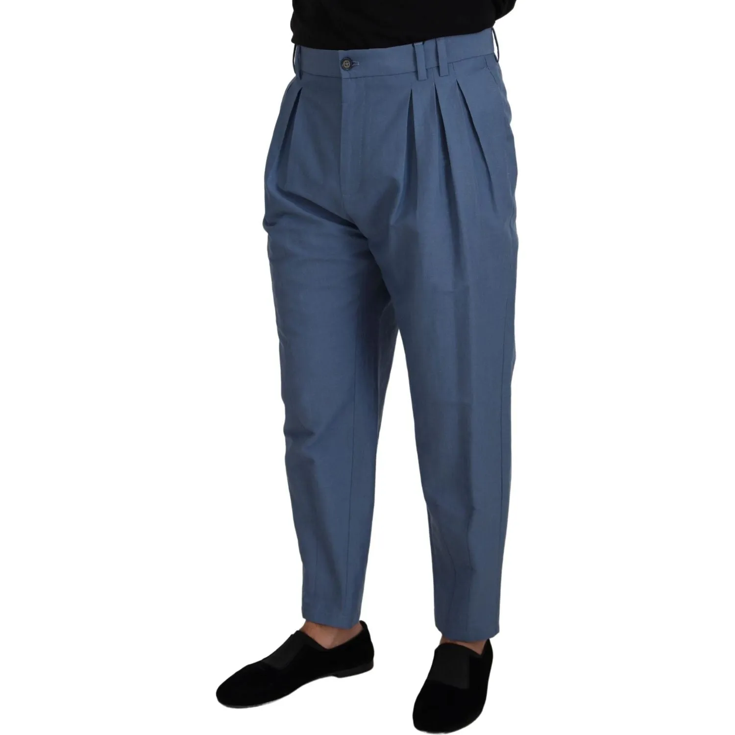 Dolce & Gabbana Elegant Blue Linen-Cotton Pants