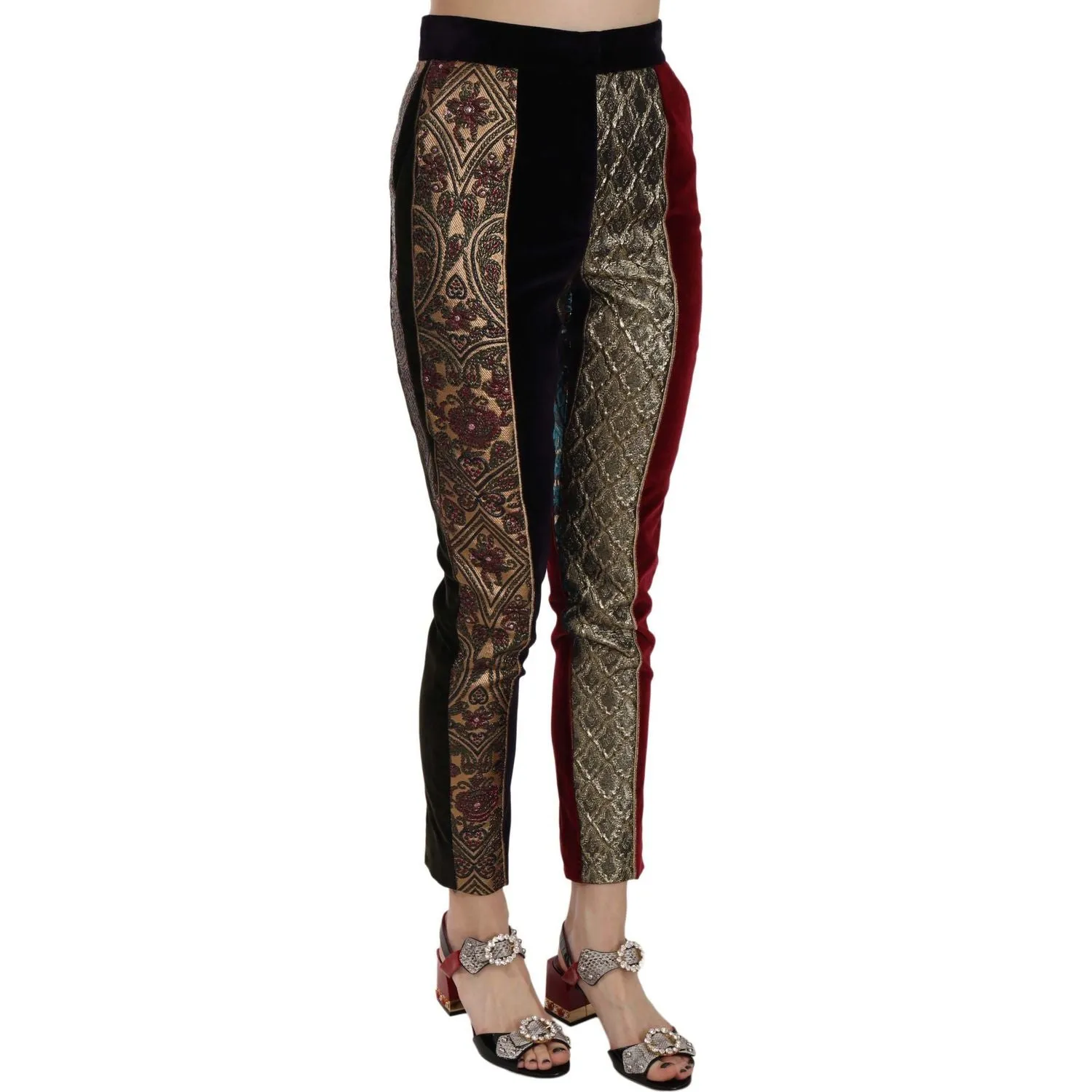 Dolce & Gabbana Elegant Multicolor Jacquard Cropped Pants