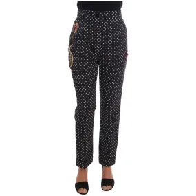 Dolce & Gabbana Elegant Polka Dot Embellished Trousers