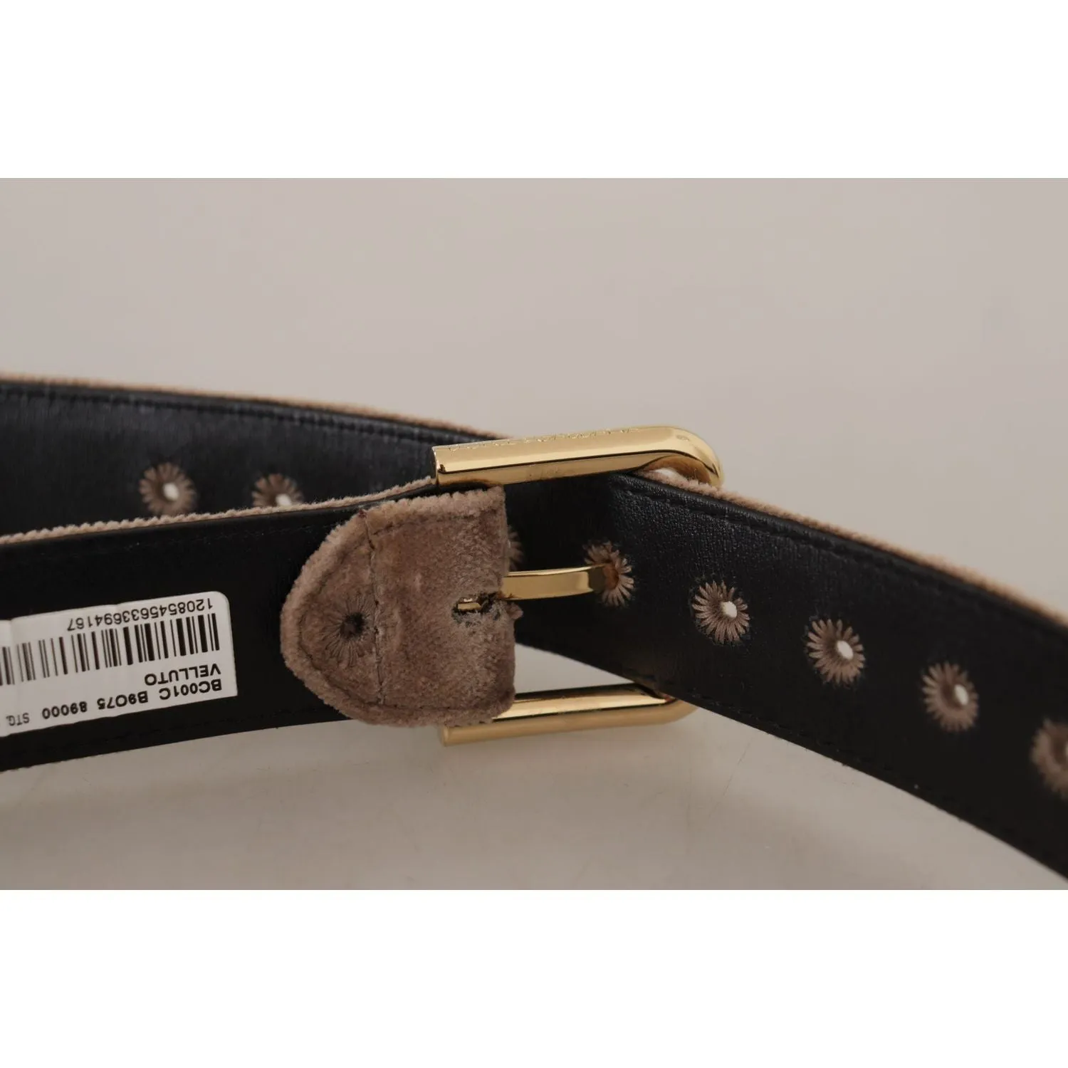 Dolce & Gabbana Elegant Velvet Logo Buckle Belt