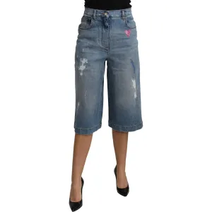 Dolce & Gabbana Elegant Wide Leg Cropped Denim Trousers