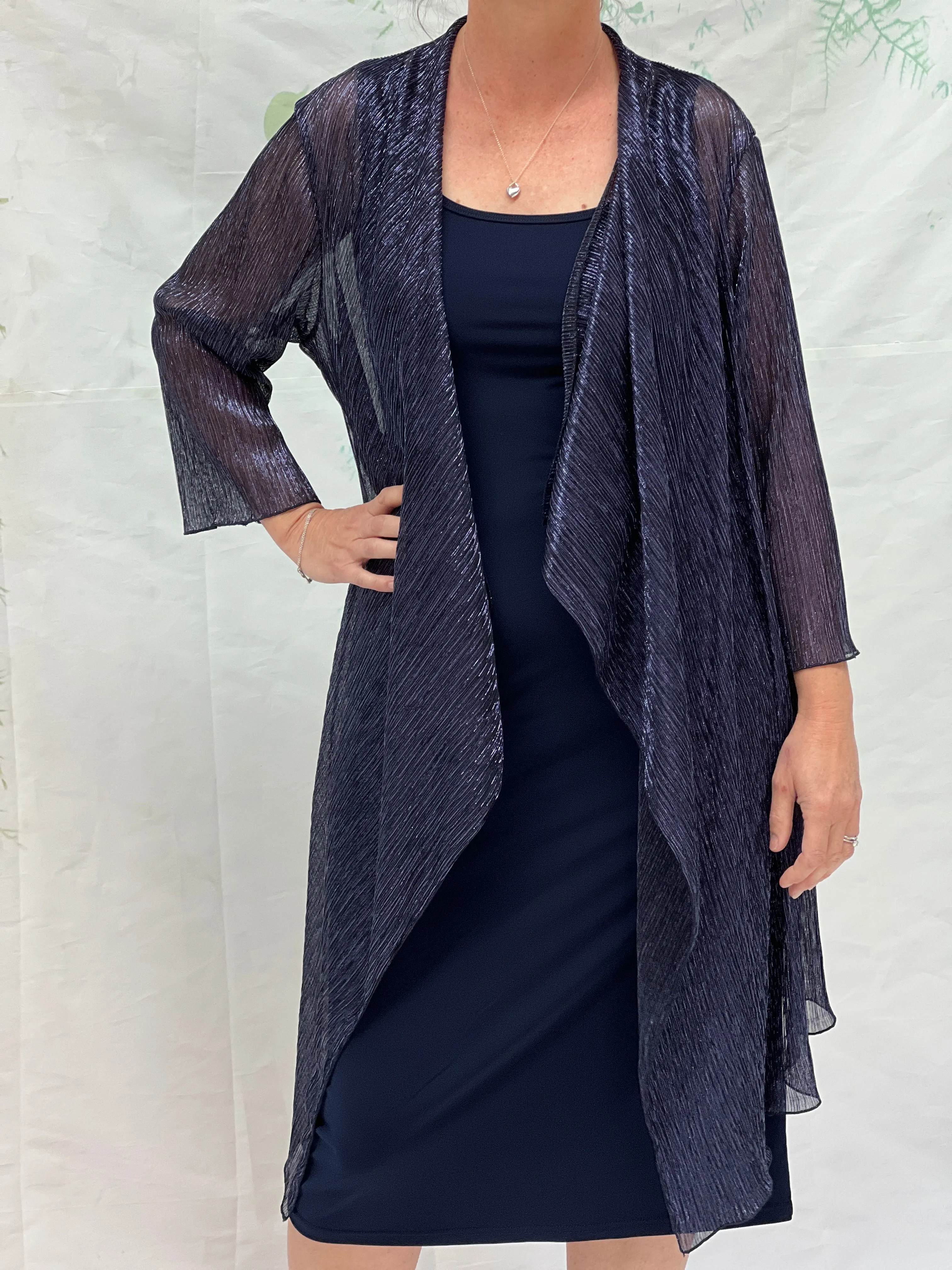 Donna Navy Metallic Cardigan