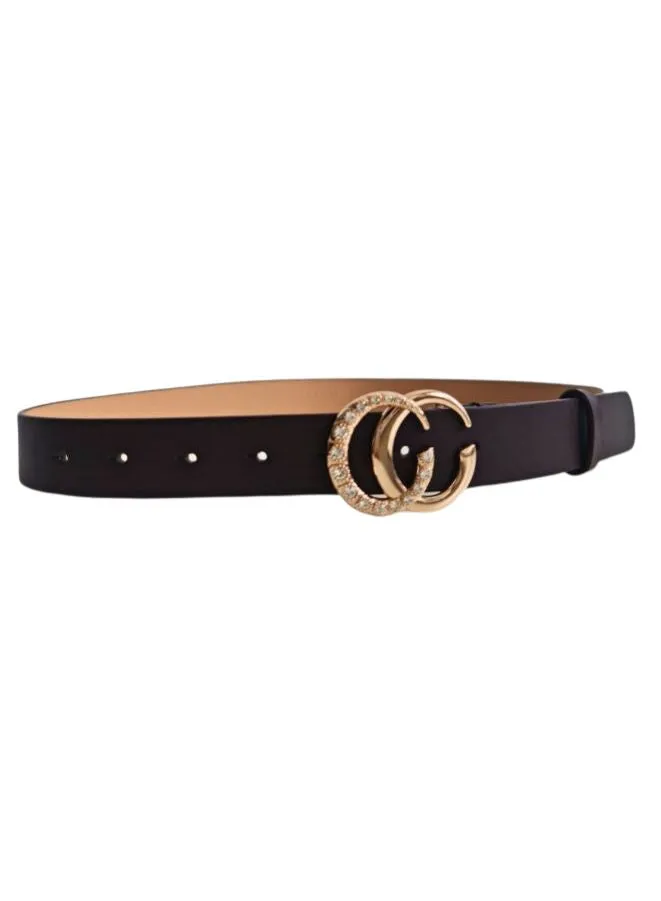 Double Opened Ring Buckle Women's Belt Soft Leather Metallic Buckle