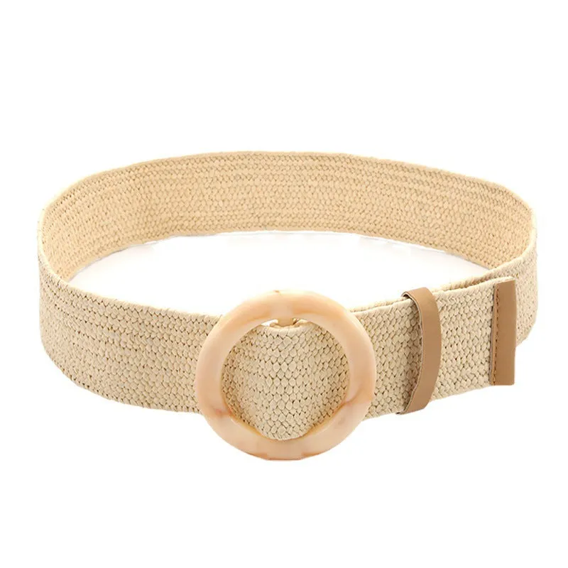 Dress Pp Grass Woven Decorative Women's Wide Belt Bohemian Elastic Elastic Waist Seal