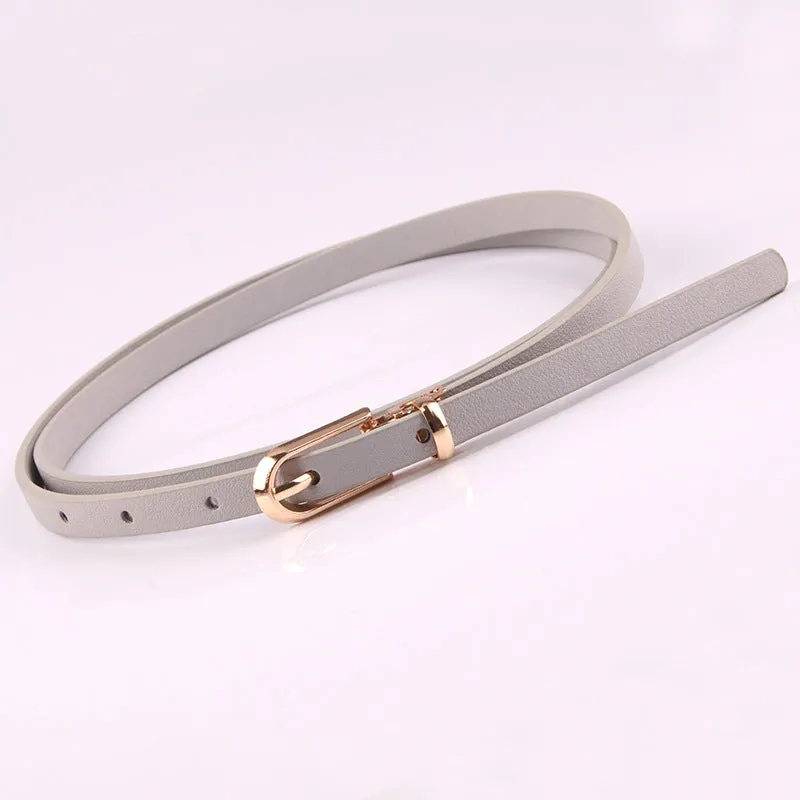 Dress with Sweater Thin Belt Women's All-Match Pin Buckle Pu Small Belt Korean Style Pant Belt