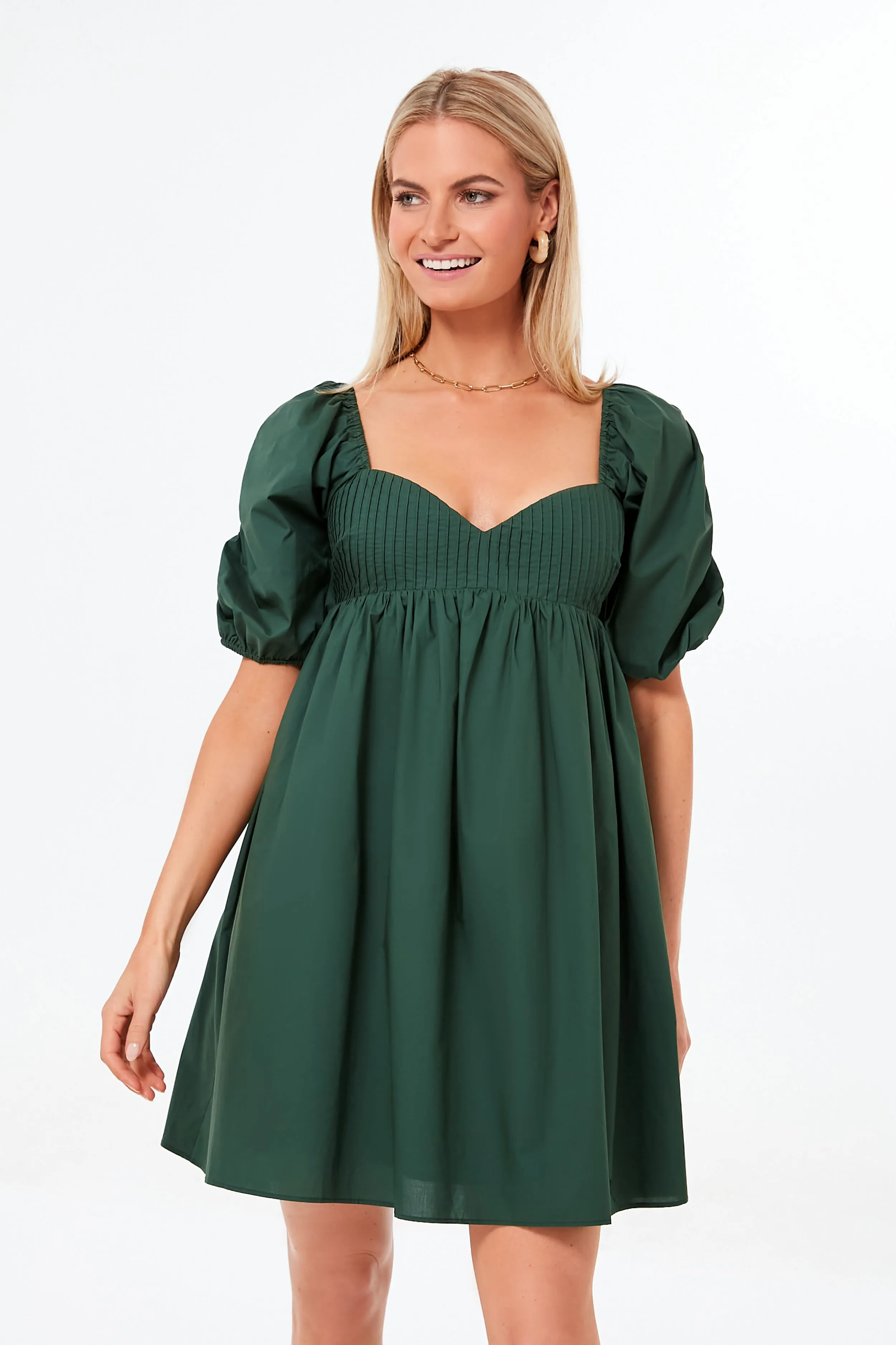 Emerald Puff Sleeve Sasha Mini Dress