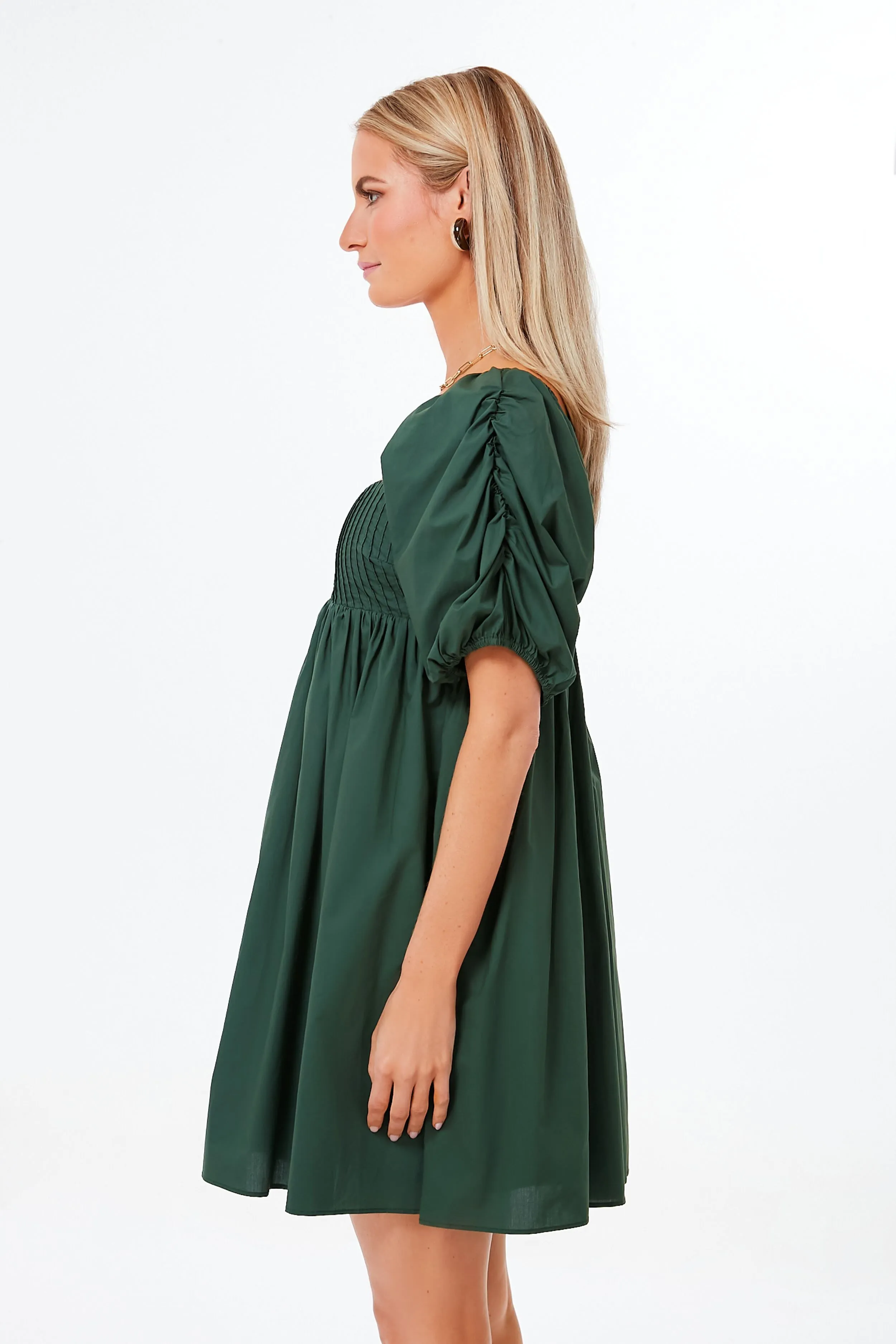 Emerald Puff Sleeve Sasha Mini Dress