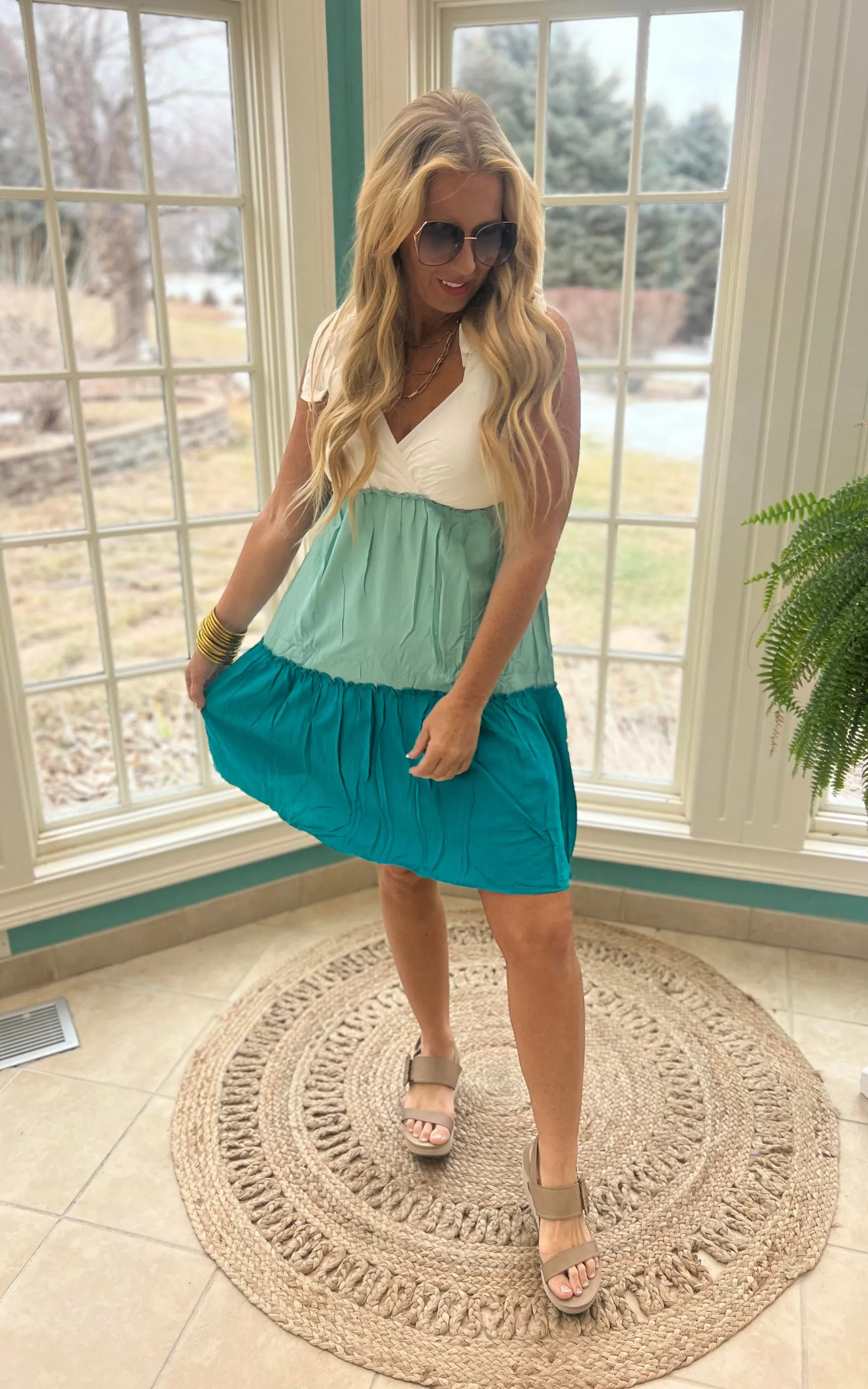 Emerald Tiered Babydoll Woven Dress - Final Sale