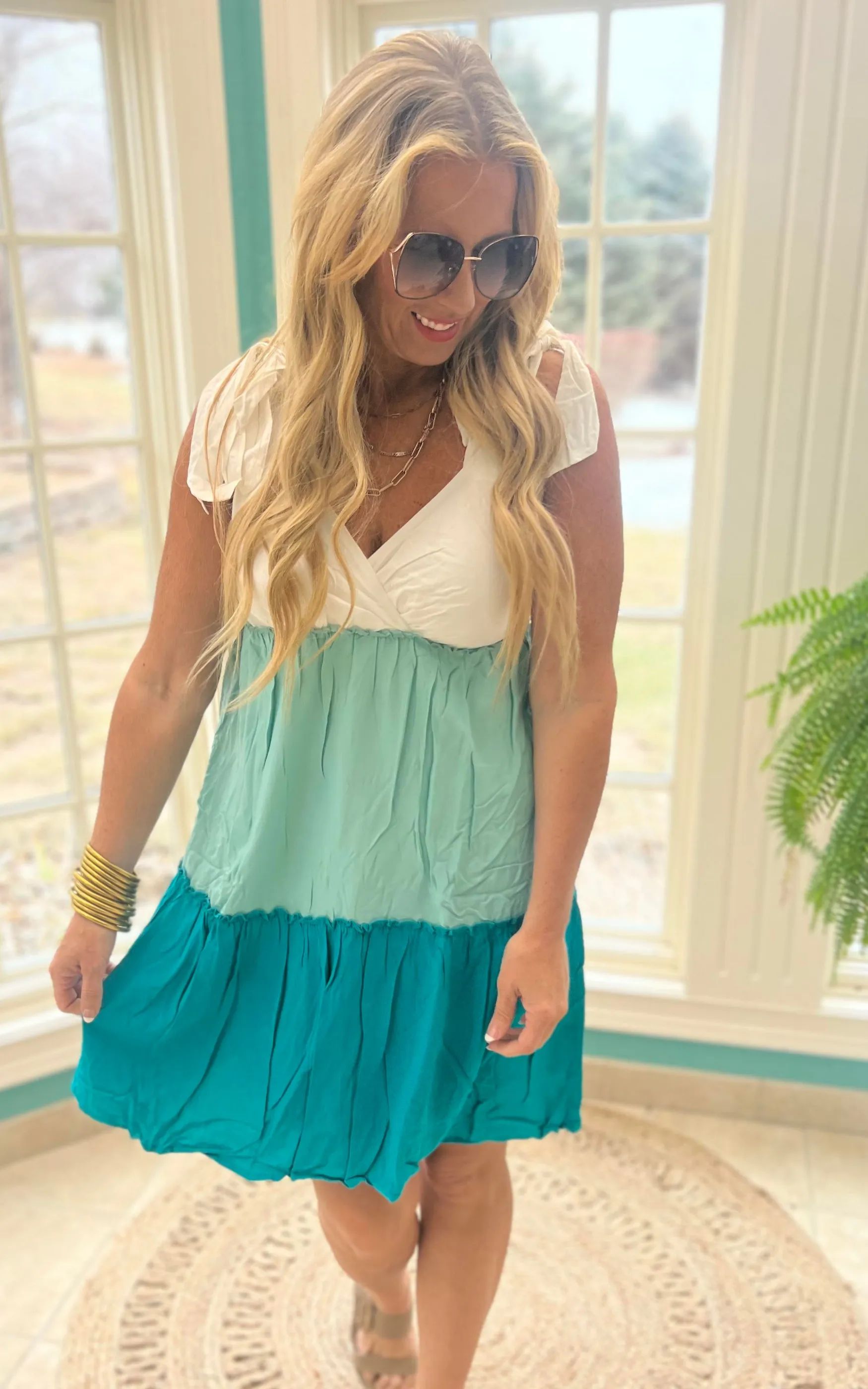 Emerald Tiered Babydoll Woven Dress - Final Sale