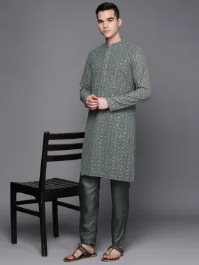 Ethnic Motifs Embroidered Chikankari Kurta with Trousers