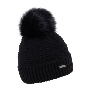 Eva Black Faux Fur Beanie Hat