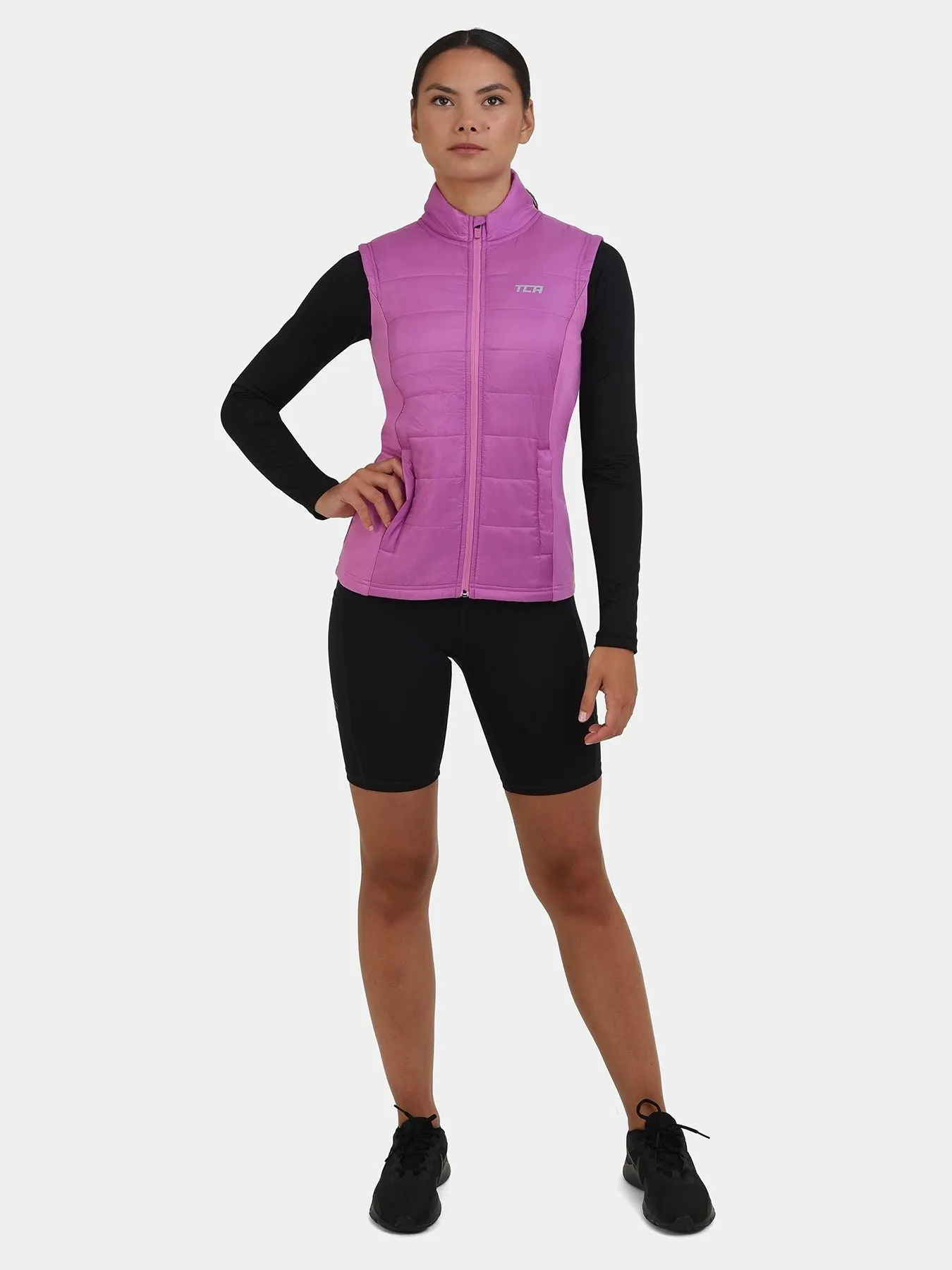 Excel Padded Running Gilet For Women With Zip Pockets & Reflective Strips