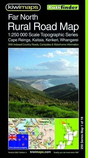 Far North New Zealand Rural Roads Road Map by Kiwimaps