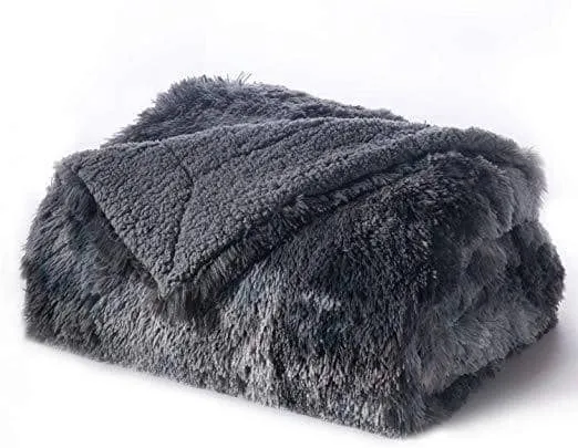 Faux Fur and Sherpa Shaggy Blanket