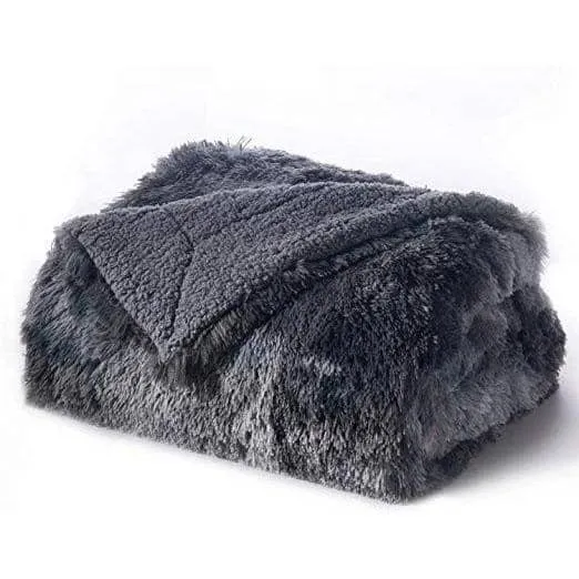 Faux Fur and Sherpa Shaggy Blanket