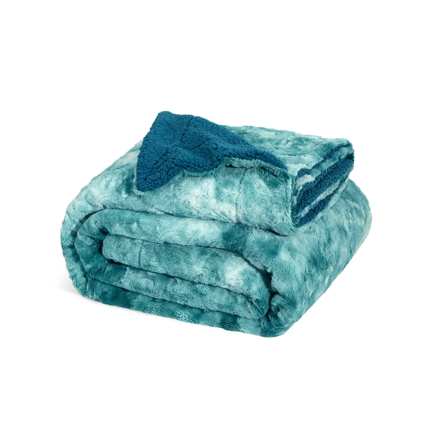 Faux Fur and Sherpa Tie-dye Reversible Blanket