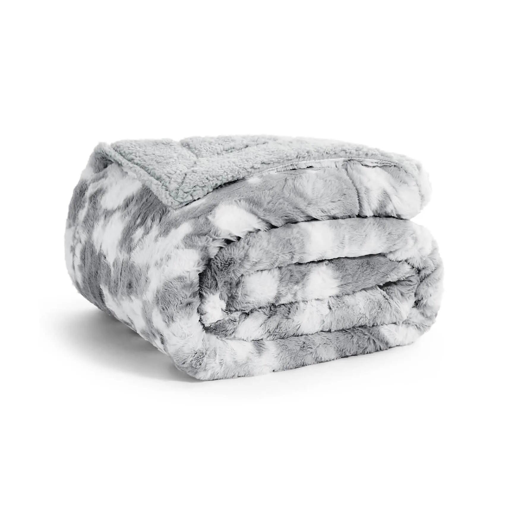 Faux Fur and Sherpa Tie-dye Reversible Blanket