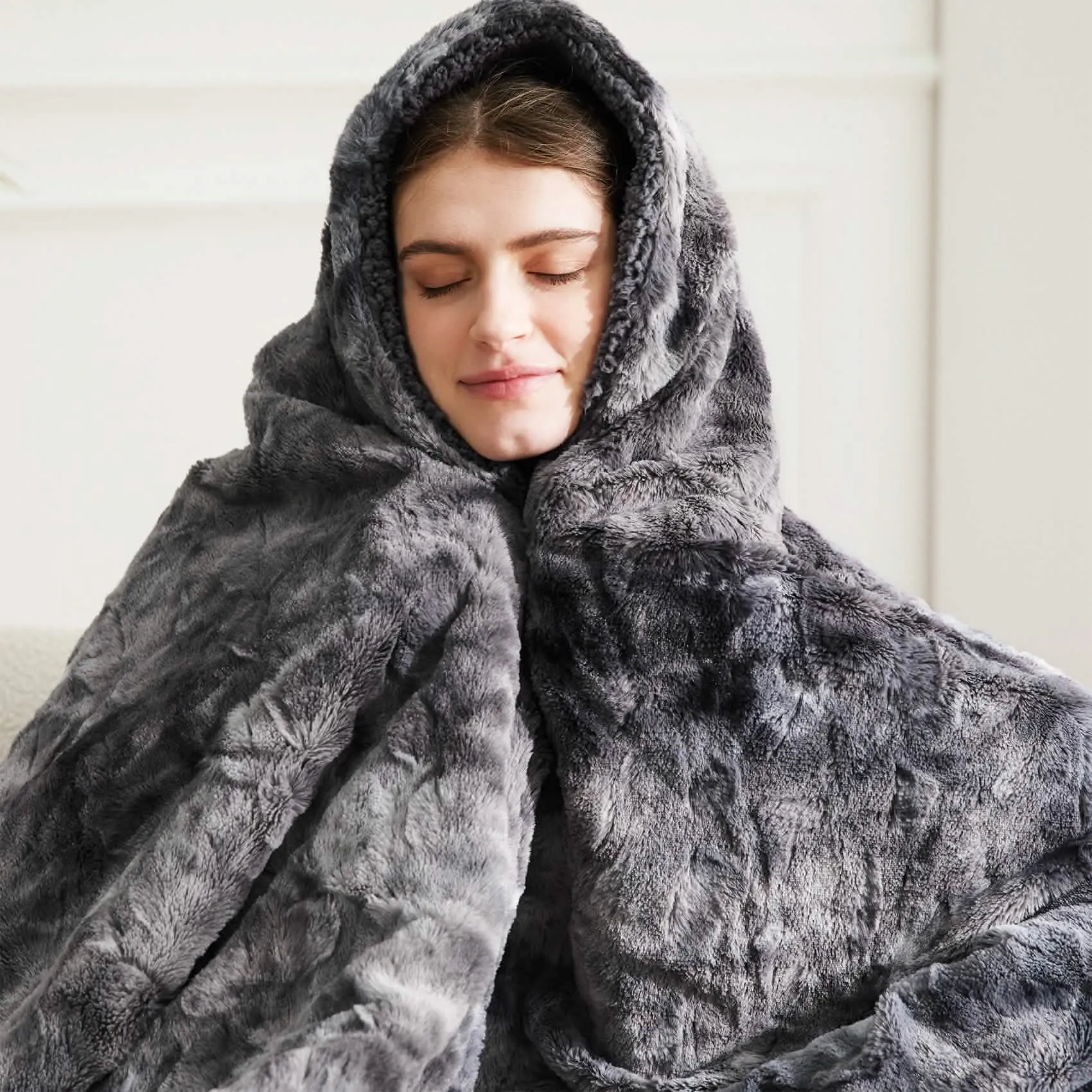 Faux Fur and Sherpa Tie-dye Reversible Blanket