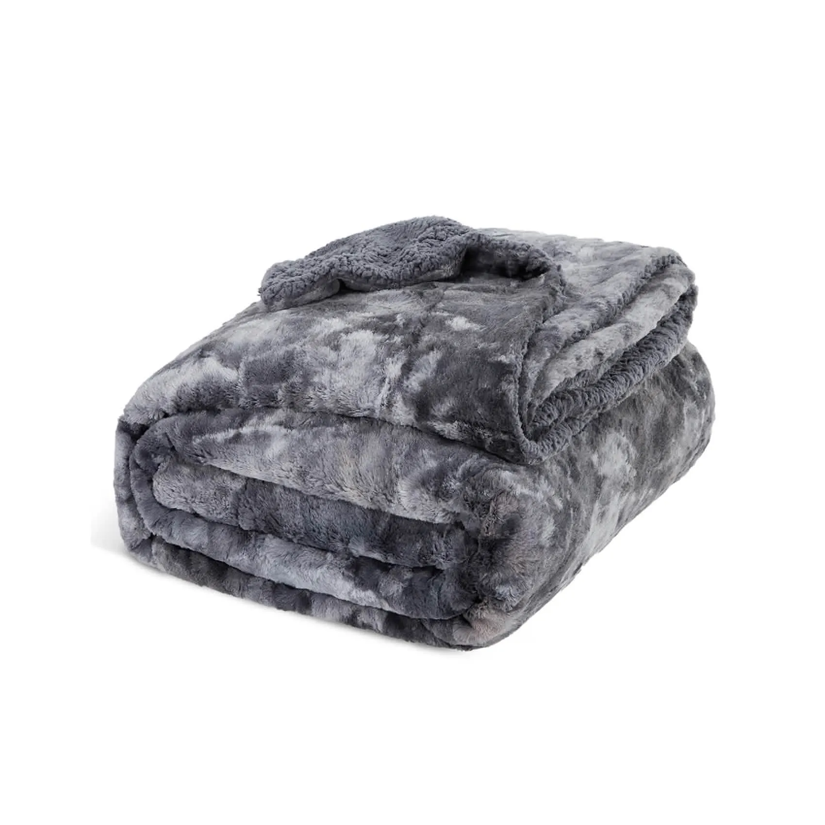 Faux Fur and Sherpa Tie-dye Reversible Blanket