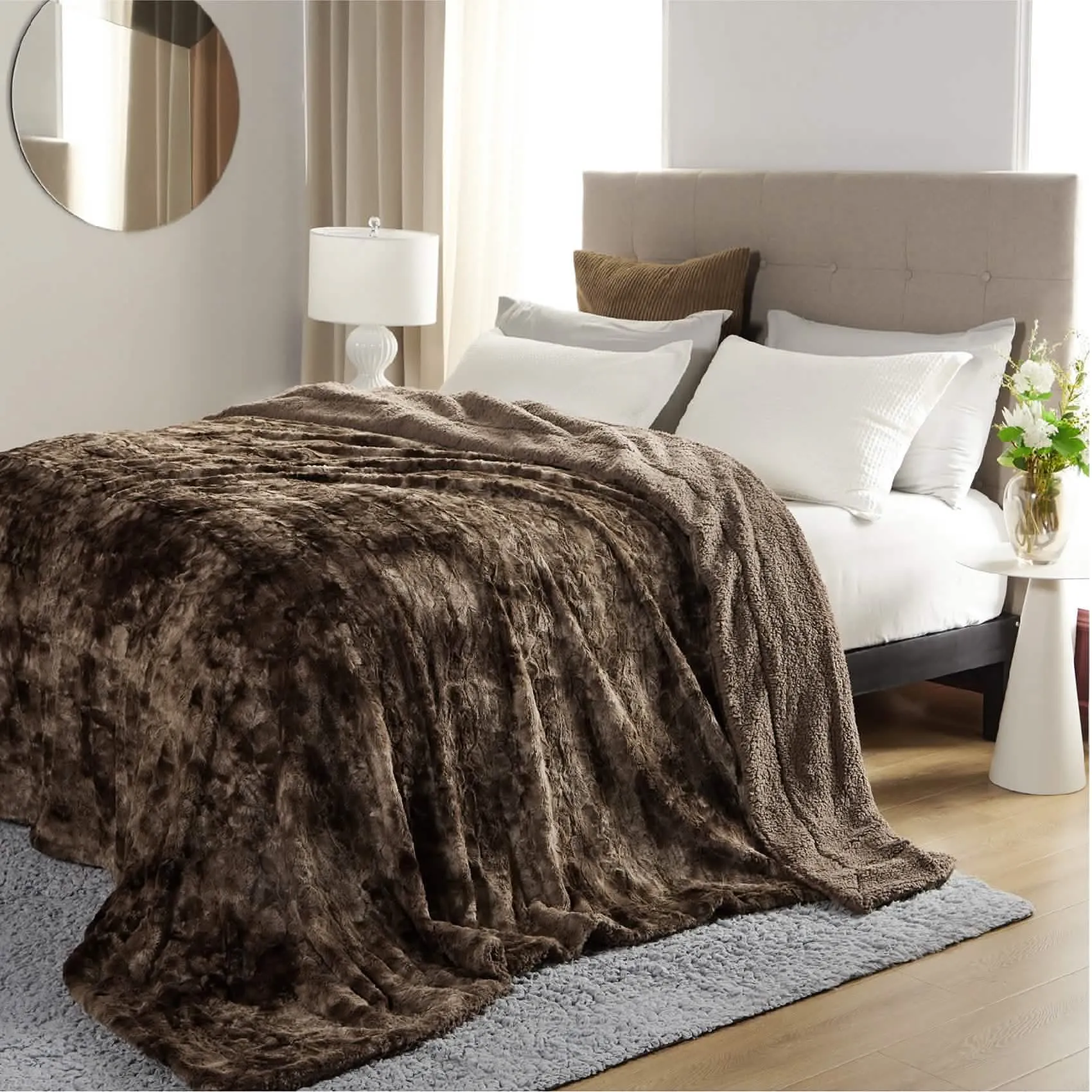 Faux Fur and Sherpa Tie-dye Reversible Blanket