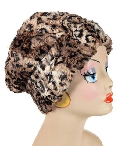 Faux Fur Reversible Beanie Hat - Luxury Faux Fur in Carpathian Lynx