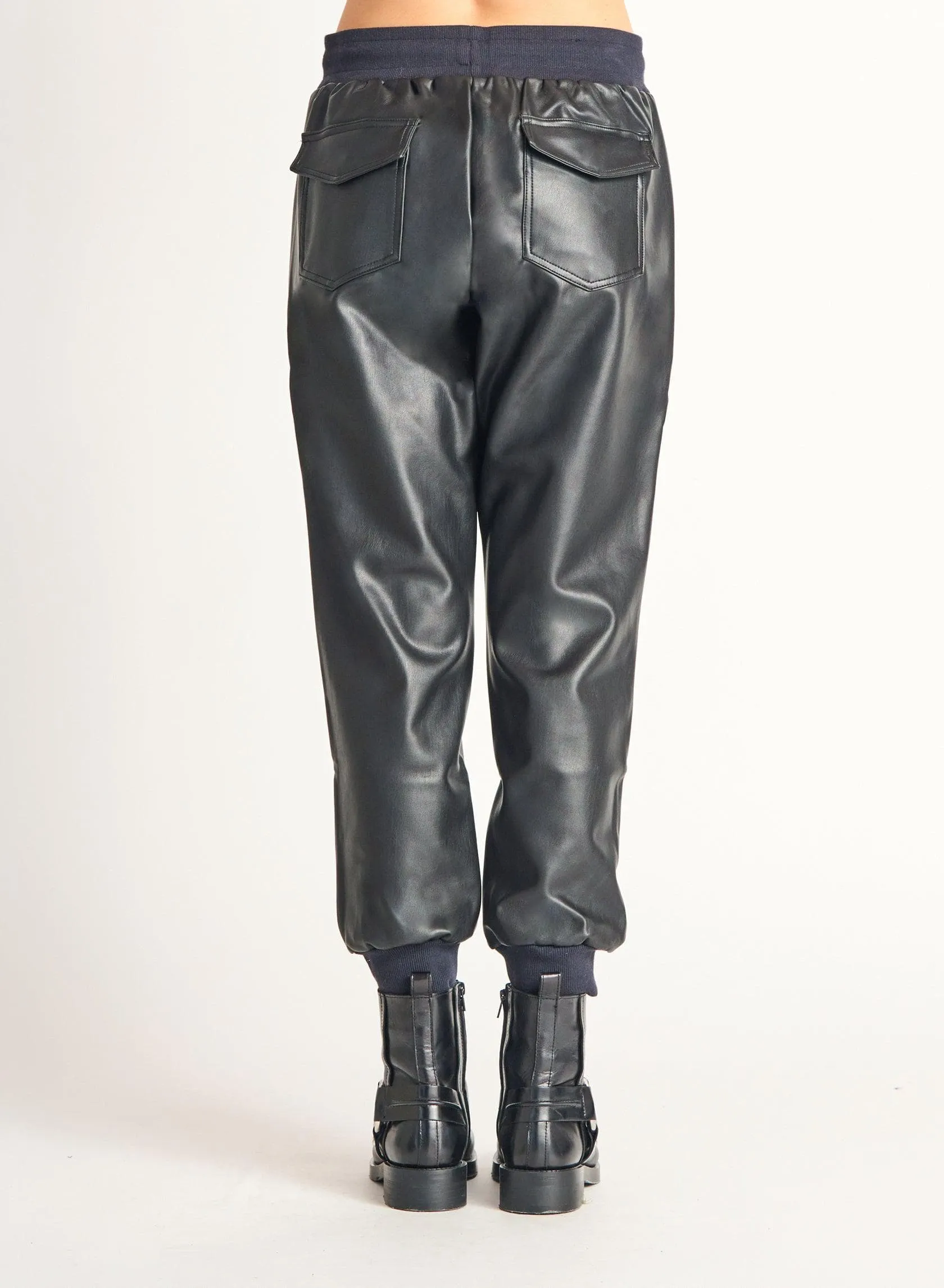 Faux Leather Pocket Joggers