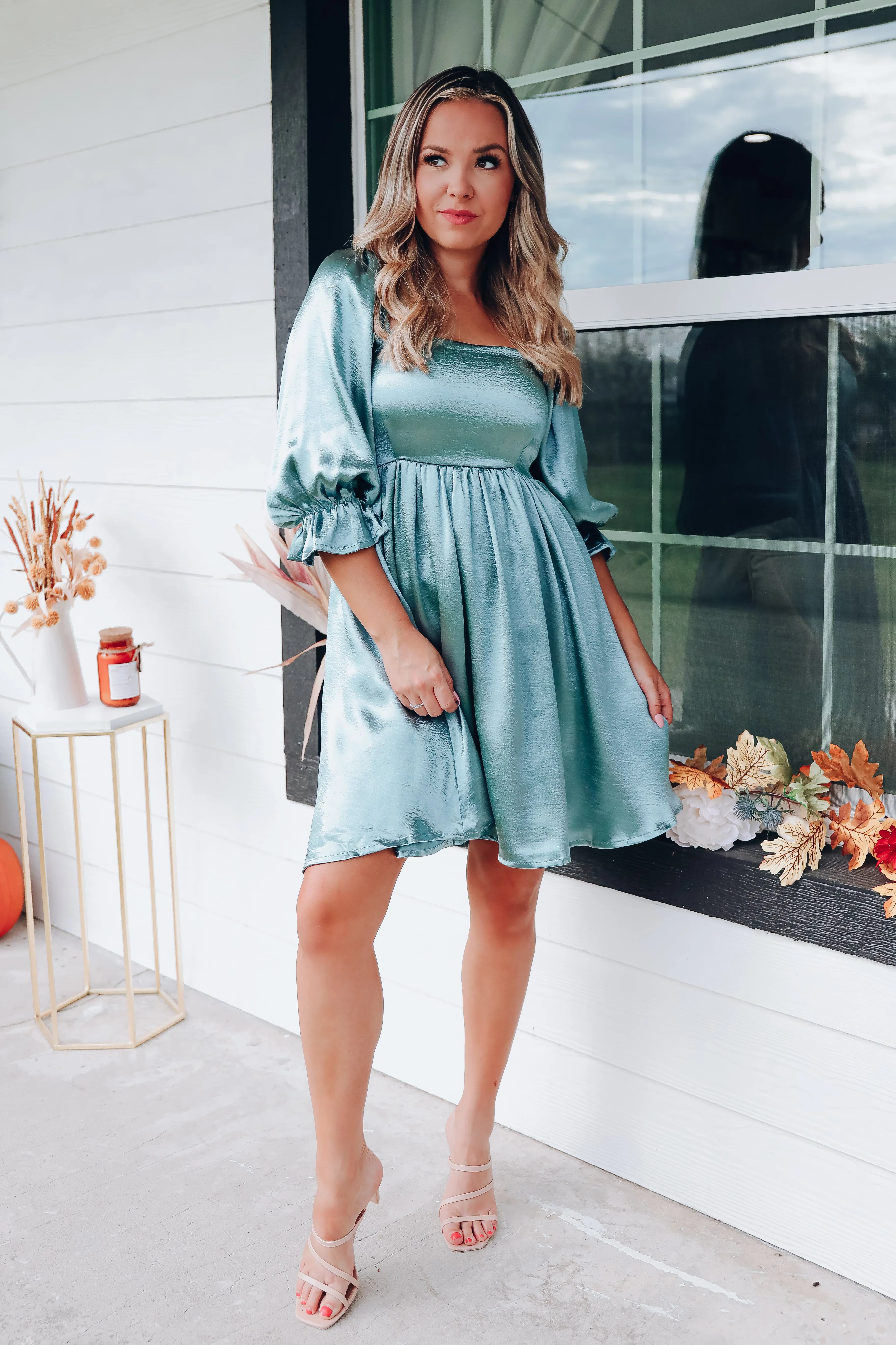 Feminine Feelings Babydoll Dress - Sea Green