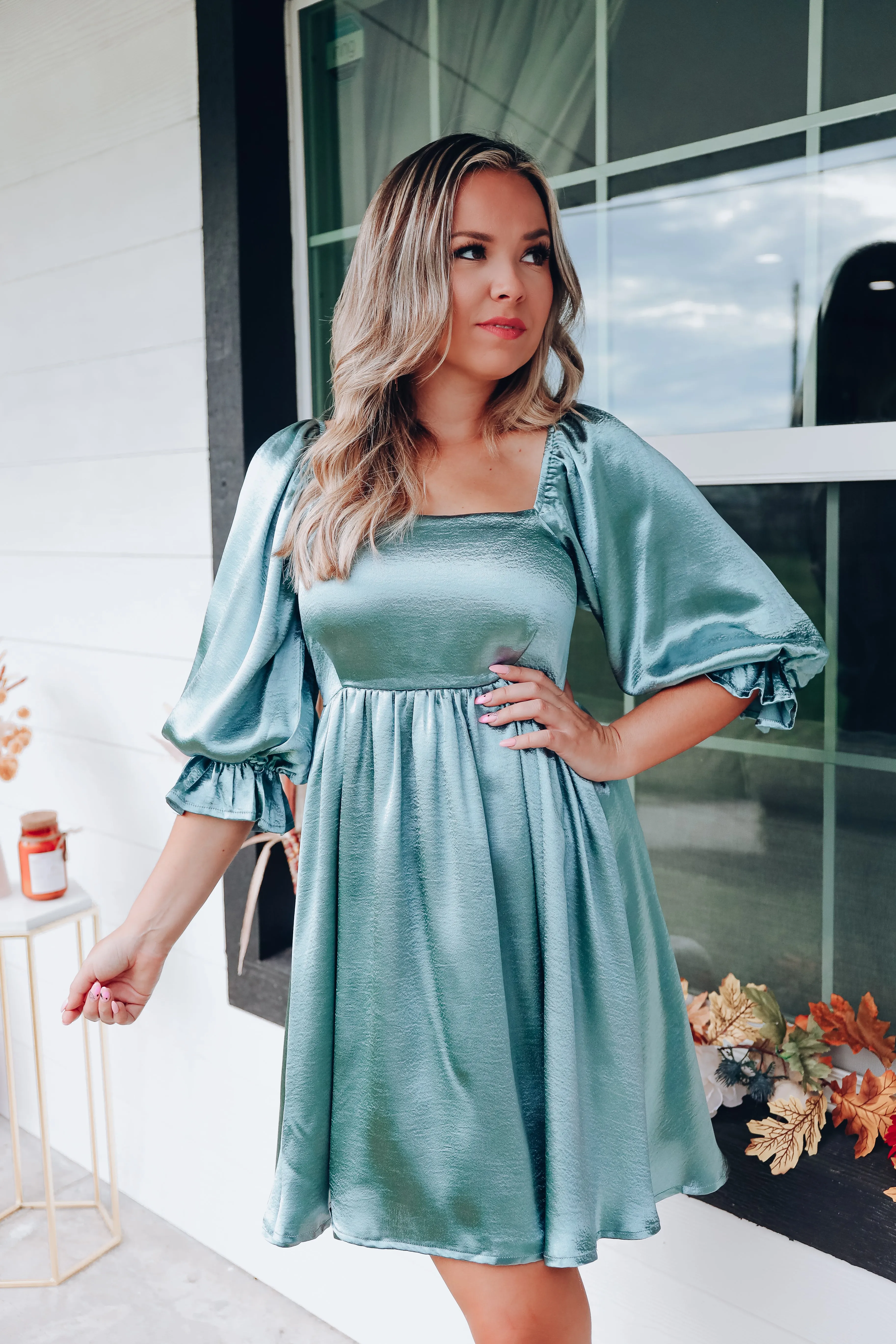 Feminine Feelings Babydoll Dress - Sea Green