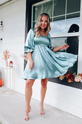 Feminine Feelings Babydoll Dress - Sea Green