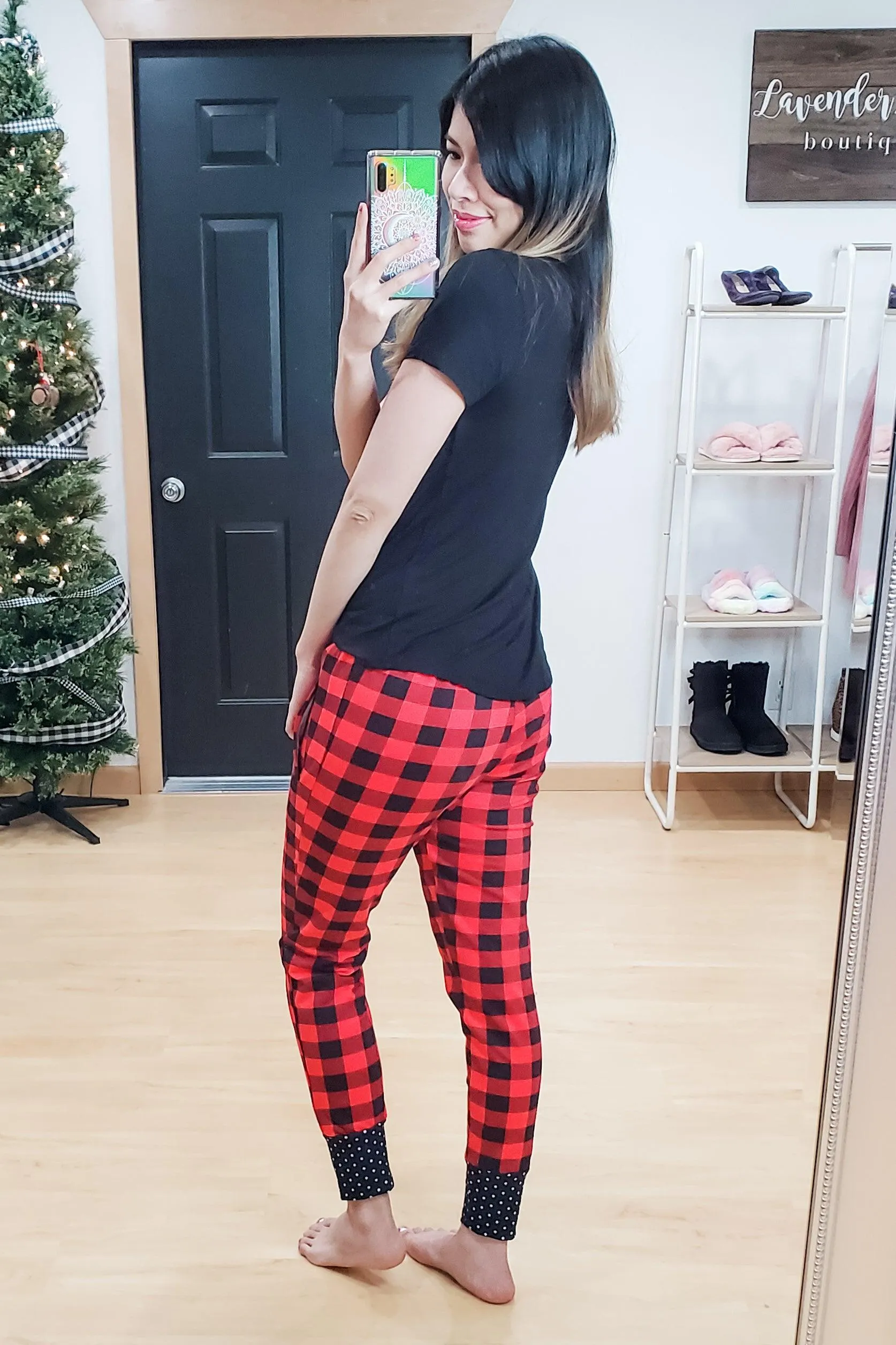 FINAL SALE -  Buffalo Plaid & Polka Dot Joggers