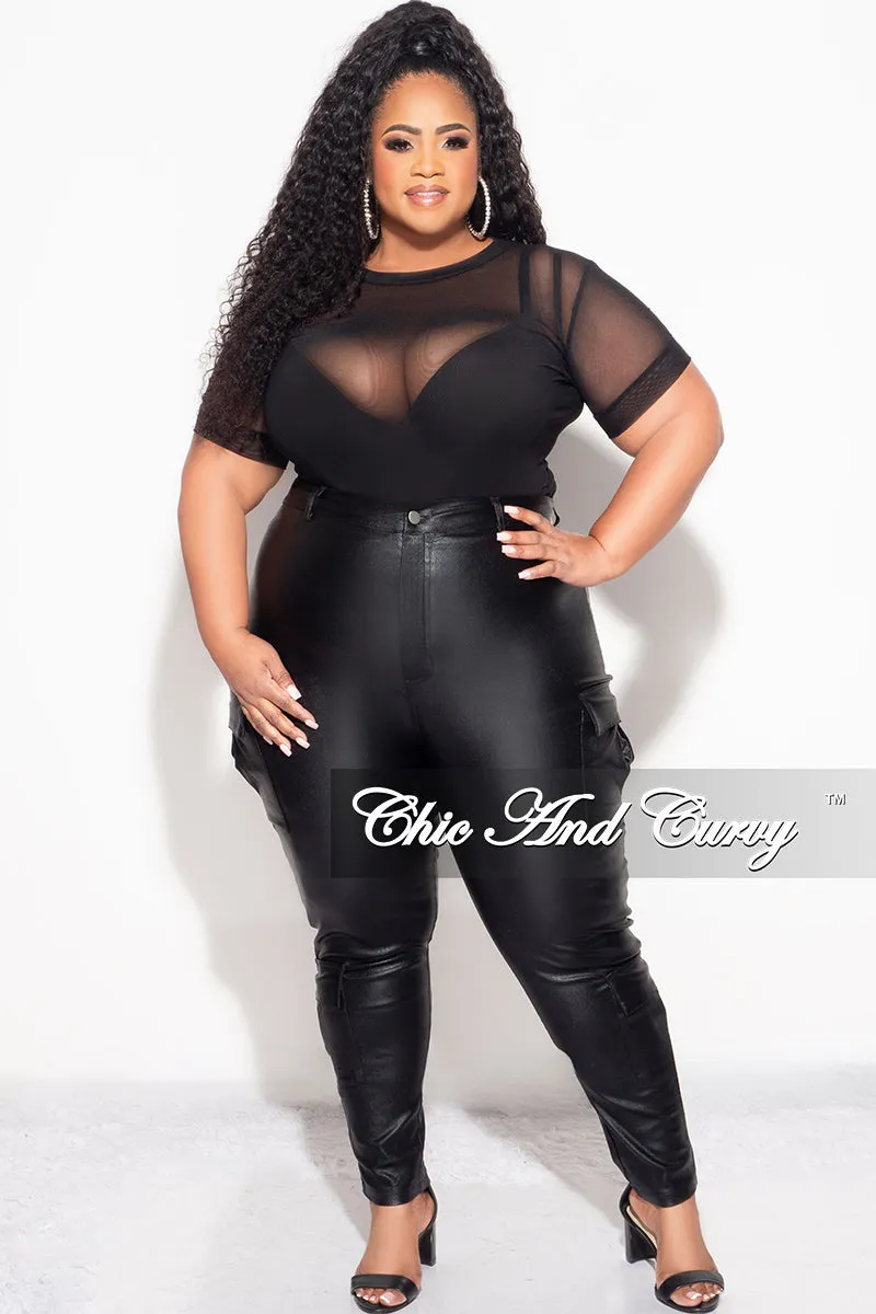 Final Sale Plus Size Slim Cargo Pants in Metallic Black