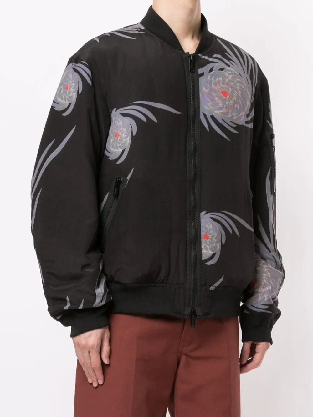 Floral-Print Zip-Up Bomber Jacket