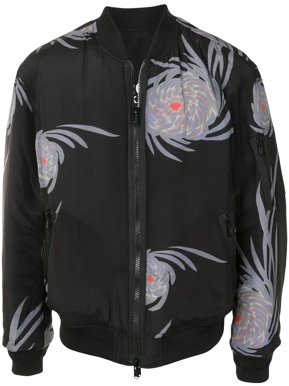 Floral-Print Zip-Up Bomber Jacket