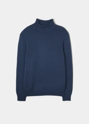 Fordwich Rolled Collar Jumper In Indigo - Regular Fit