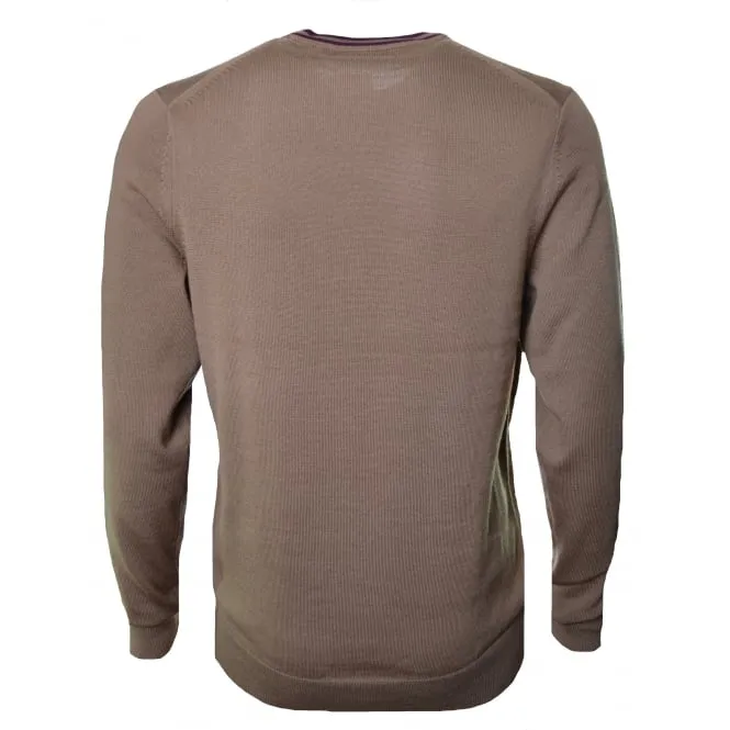 Fred Perry Classic Crew Neck Sweater (dark caramel / dark red)