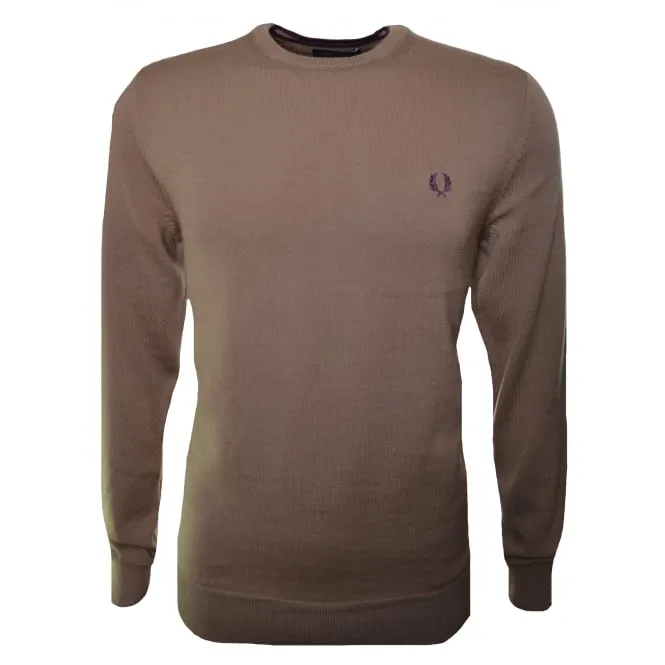 Fred Perry Classic Crew Neck Sweater (dark caramel / dark red)